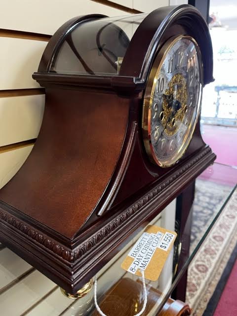 "Barrett" 8-day key wind chiming mantle clock