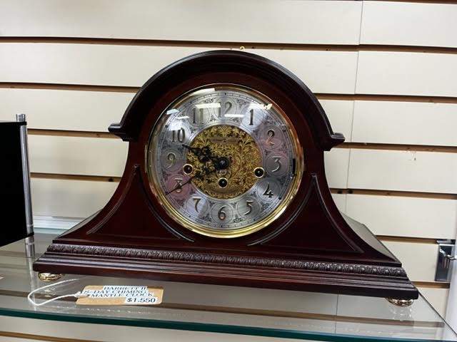 "Barrett" 8-day key wind chiming mantle clock