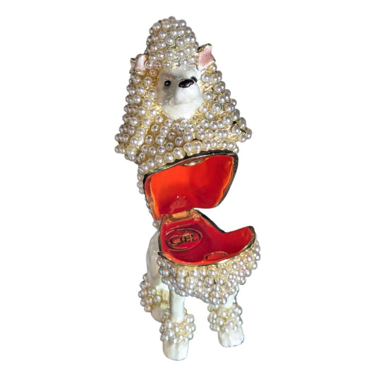 WHITE POODLE RING BOX