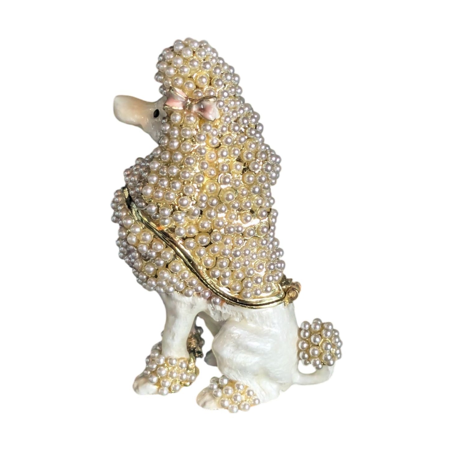 WHITE POODLE RING BOX