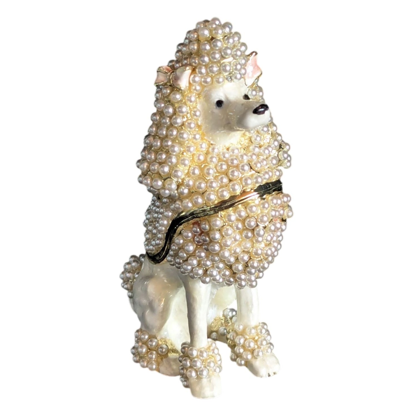 WHITE POODLE RING BOX