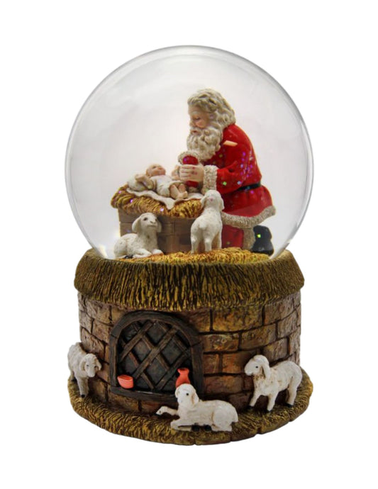 SNOW GLOBE : SANTA & MANGER